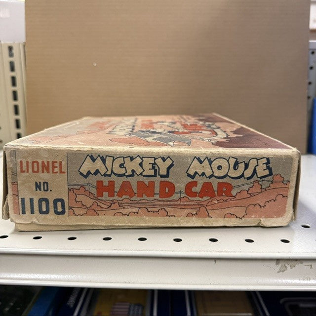 1100 Mickey and Minnie Pre-War Hand Car w/Box & Key.