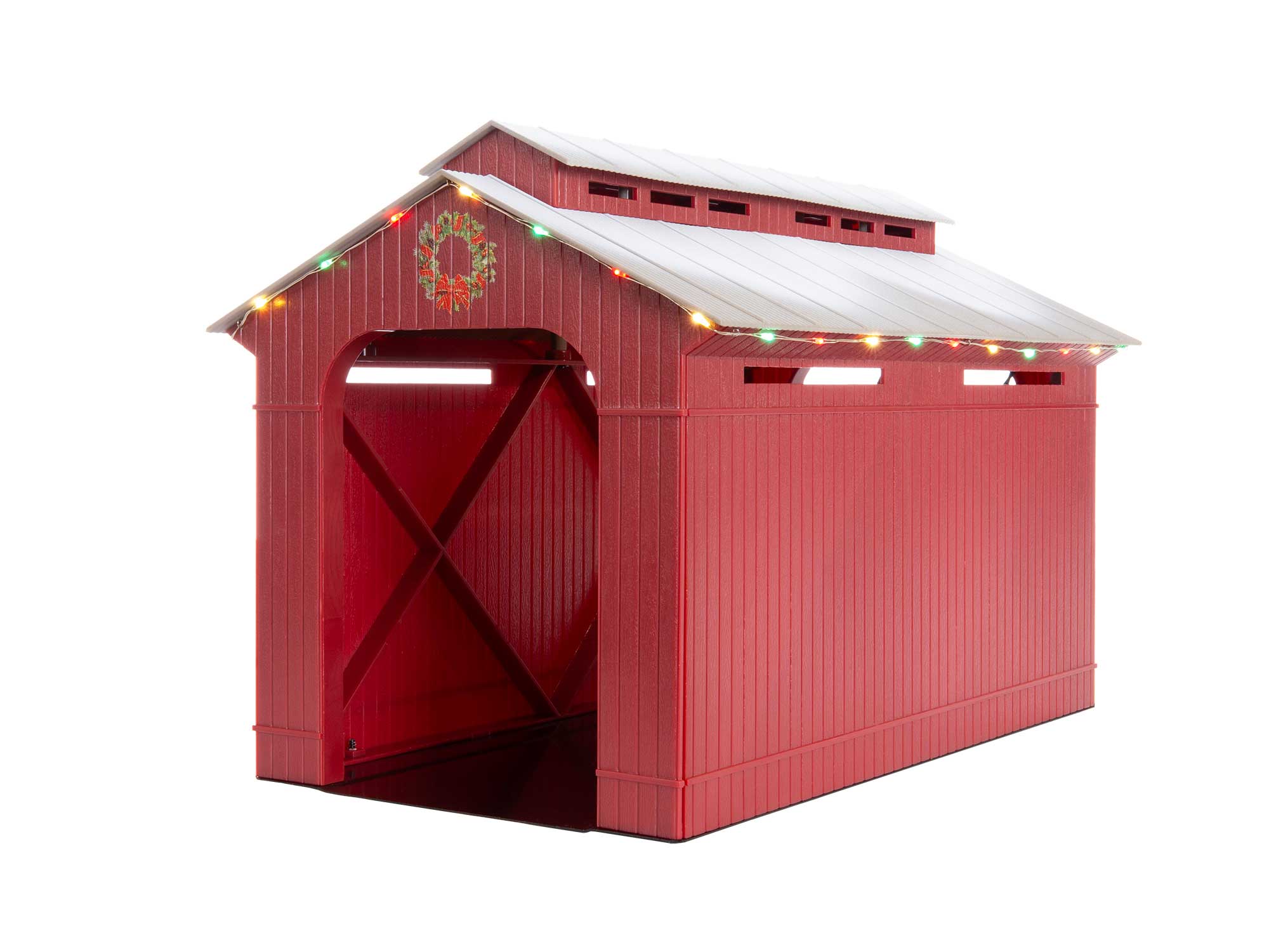 LIGHTED XMAS HALF COVERED BRIDGE