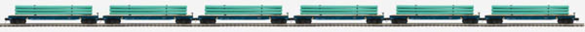 CSX 6-CAR FLAT SET W/LOAD