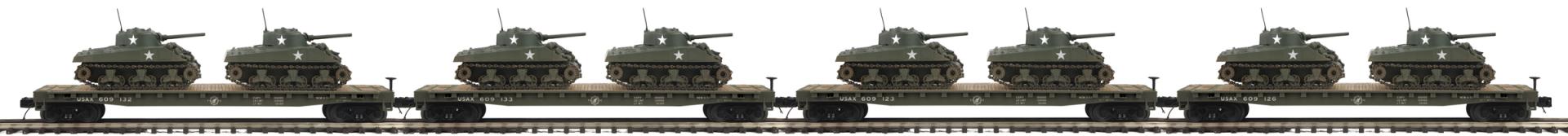 ARMY 4-CAR FLAT SET W/TANKS