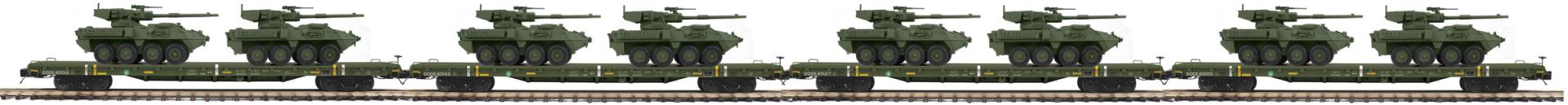 ARMY 4-CAR FLAT SET W/STRYKER