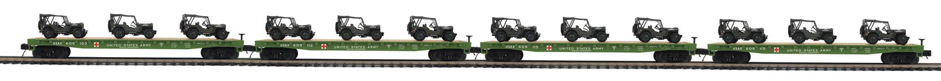 ARMY (MASH) 4-CAR FLAT SET W/JEEPS