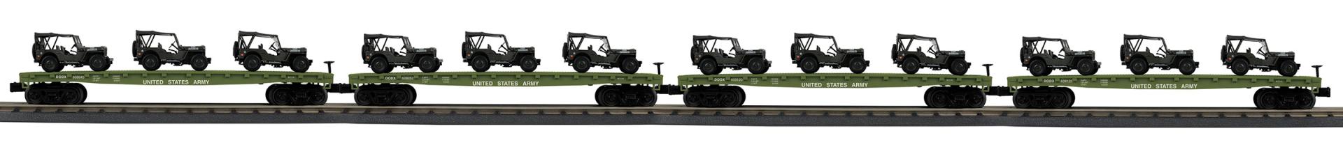 ARMY 4-CAR FLAT W/WILLYS JEEPS