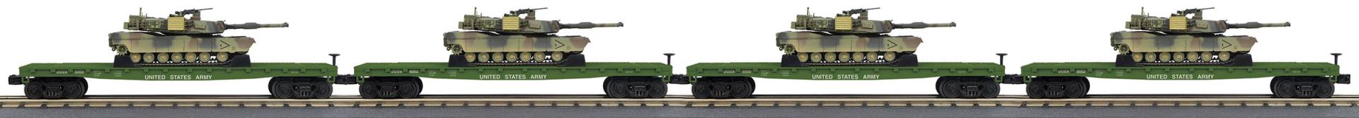 ARMY 4-CAR FLAT W/TANK SET