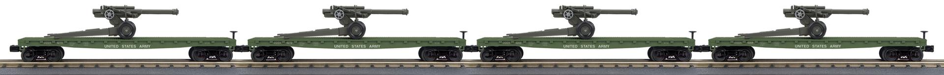 ARMY 4-CAR FLAT W/TANK SET