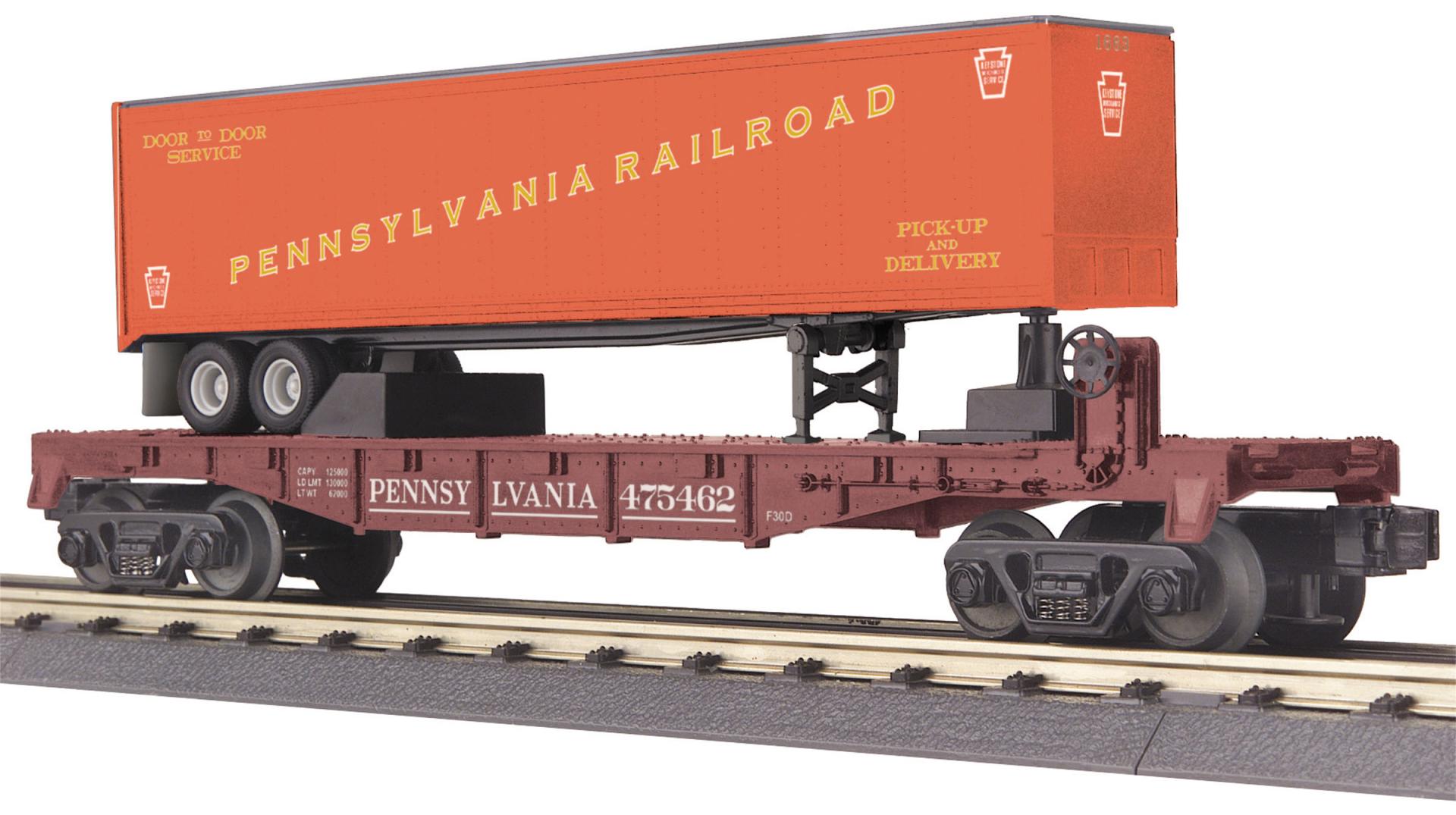 PRR FLAT CAR WITH TRAILER