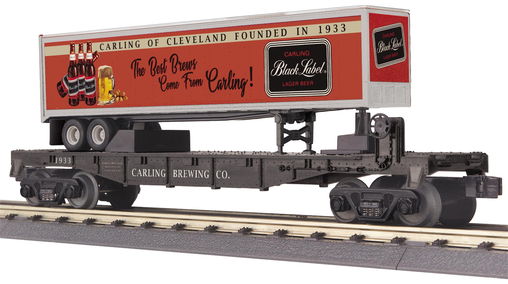 FLAT CAR W/TRAILER-BLACK LABEL