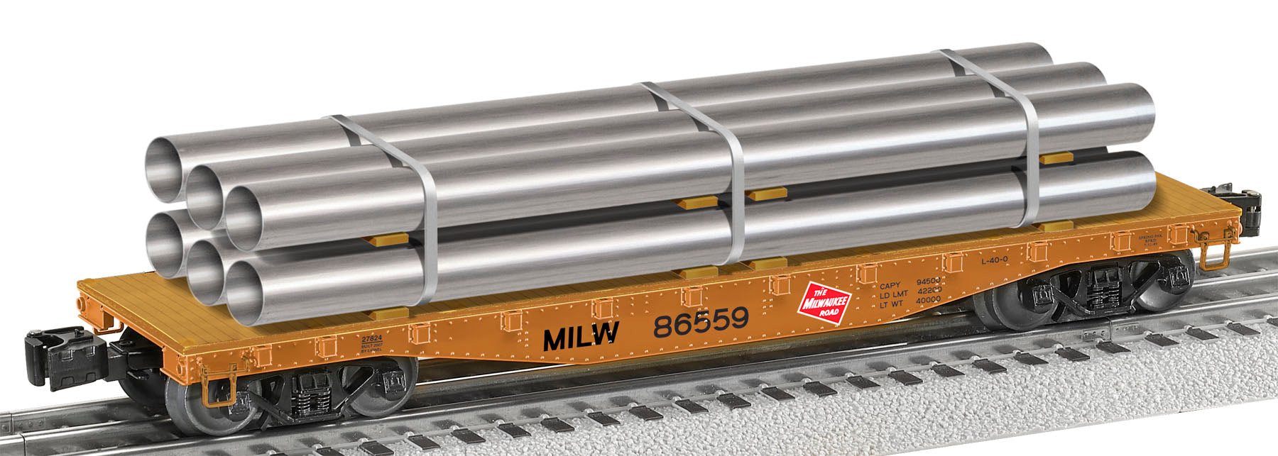 MILW 40' FLAT W/PIPE LOAD